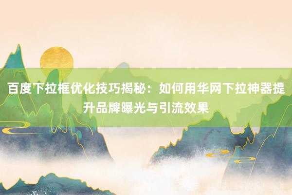 百度下拉框优化技巧揭秘：如何用华网下拉神器提升品牌曝光与引流效果