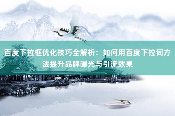 百度下拉框优化技巧全解析：如何用百度下拉词方法提升品牌曝光与引流效果