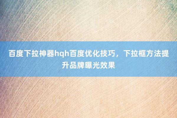百度下拉神器hqh百度优化技巧，下拉框方法提升品牌曝光效果